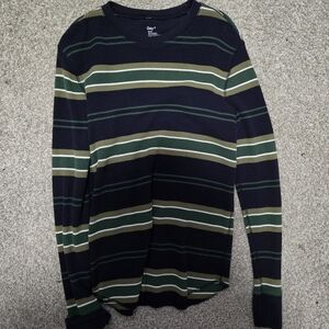 Gap Men's Long-Sleeve Navy & Green Striped Thermal Shirt